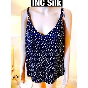 Inc, Polka Dot V Neck and back Silk Top Sz 14W